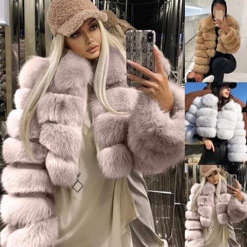 40%HOTWomen Winter Turn Down Collar Long Sleeve Zipper Faux Fur Short Coat Jacket