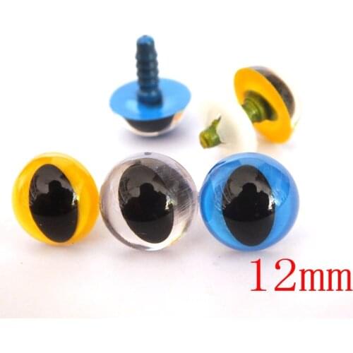 60pcs Mixed colors 12 mm Cat eyes safety eyes High quality toy eyes DIY Craft Bear Doll Animal Puppet Toy Doll Accessories