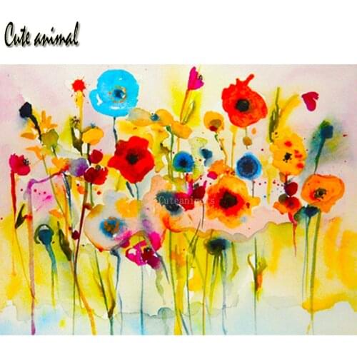 Diamond Mosaic 5D Diamond Painting Poppy abstract red yellow blue flower Cross Stitch Rhinestone Diamond Embroidery decor 2020