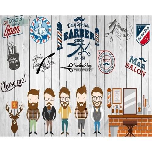 Beibehang Customized Wallpaper European Fantasy Hair Salon Barbershop Retro Graffiti Background Wall Papel De Pared 3D Wallpaper