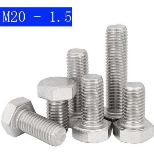 M20 - 1.5 ( 20mm ) Fine Thread 304 Stainless Steel Hex Cap Bolt / Screw DIN 933 Tap A2 - 70