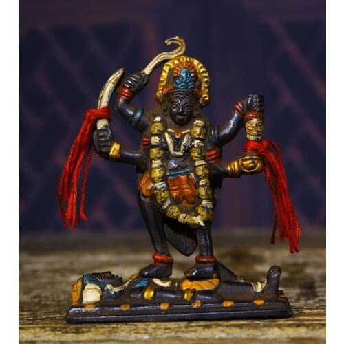 4"Tibet temple Old Bronze Tracing Vajrayogini Vajravarahi statue Dorje Naljorma Buddha statue Town House Exorcism