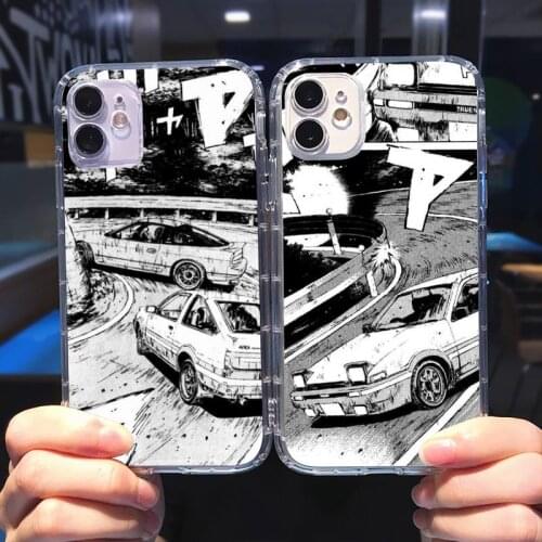 Cartoon initial d JDM Drift Phone Case Transparent for iPhone 6 7 8 11 12 s mini pro X XS XR MAX Plus cover funda shell