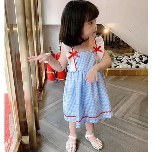 Childrens skirt summer doll skirt plaid dress 2021 new vest skirt female baby princess P4409
