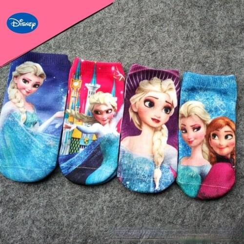 Disney Spider-Man Captain America Childrens Cartoon Short Socks Spring and Autumn Frozen Snow White Cotton Breathable Women