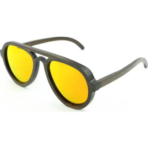 Dropshipping Custom Logo Engraving Polarized Sunglasses Pilot Orange Lens Floating Black Bamboo Sun Glasses