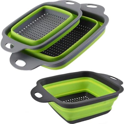 Colander Dish Drainer Foldable Strainer Fruit Vegetable Washing Basket Silicone Colander Collapsible Drainer Kitchen Tools