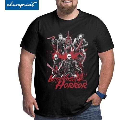 Men Legends Of Horror Jason Voorhees T Shirts Pure Cotton Clothes Funny O Neck Big Tall Tee Shirt Plus Size 4XL 5XL 6XL T-Shirt