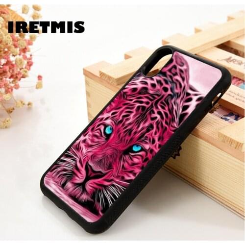 Iretmis 5 5S SE 6 6S Soft TPU Silicone phone case cover for iPhone 7 8 plus X Xs 11 Pro Max XR Pink Leopard Tiger Animal