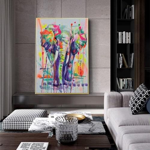 CHENFART Canvas Painting Classical Elephant Animal Oil Picture for Living Room Abstract Paintings Unframed