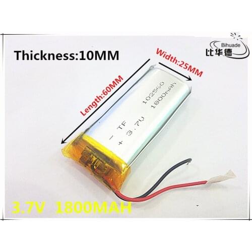3.7V 1800mAh 102560 Lithium Polymer Li-Po li ion Rechargeable Battery cells For Mp3 MP4 MP5 GPS PSP mobile bluetooth
