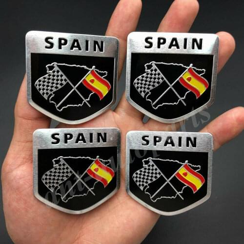4x Metal Spain Spanish Flag Car Emblem Badge Motorcycle Sticker Decals Fairing
