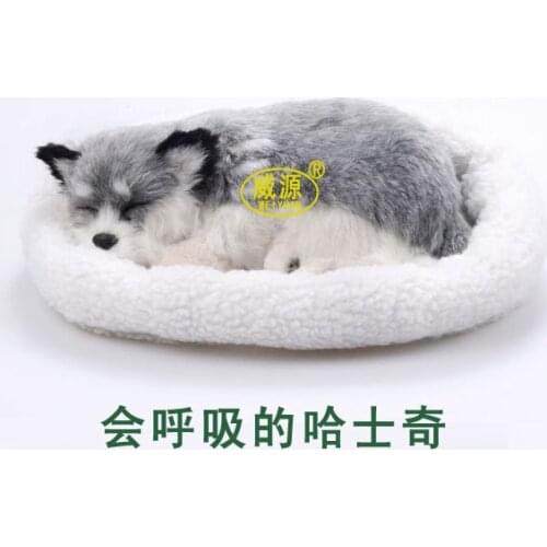 Huskie Siberian Husky pampered petz pet mate breathing dog cute toy sleeping pet emulational mini vivid toy Figurines Miniatures