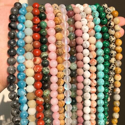 Natural Stone Jades Turquoises Jaspers Agates Beads Loose Spacer Beads For Jewelry Making 4/6/8/10/12mm Diy Bracelets Necklaces