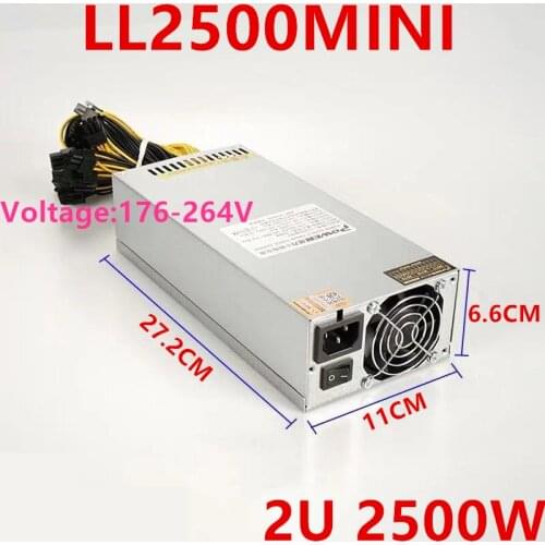 New PSU For Chain Force Cannon 2U 13*P6 2500W Power Supply LL2500MINI