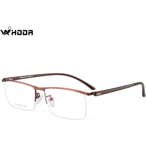 Titanium Alloy Business Mens Optical Glasses Frames ,TR90 Temples Semi Frame Screwless Metal Prescription Myopia Eyeglass Frame