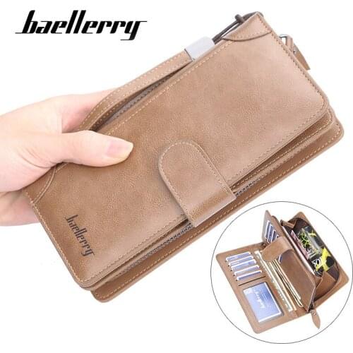 Wholesale Baellerry Men Wallets Business Long Zipper Large Capacity Quality Male Purse With Card Holder 40PCS/lot