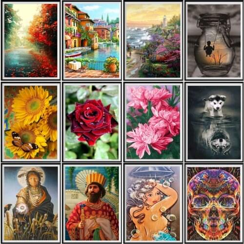 Full circle diamond painting rose garden 5D DIY diamond painting cross stitch animal diamond embroidery mosaic home decoration