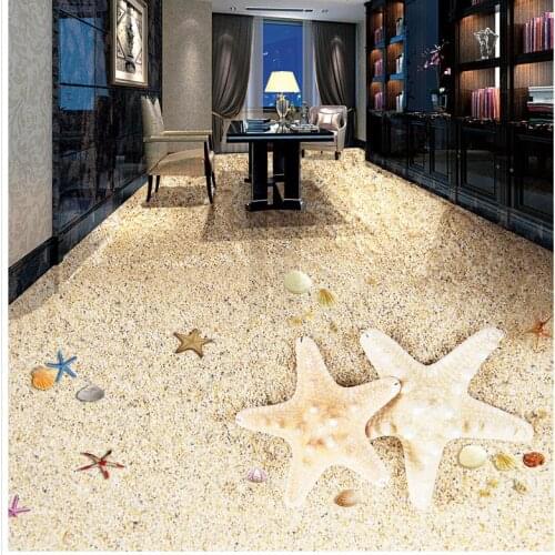Custom Photo Floor 3D Wallpaper Modern Art Beach 3D Floor Self-adhesive PVC Wallpaper 3D Floor