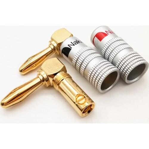 Right Angle 90 Degree 4mm Gold-Plated Video Speaker Adapter Audio Connector Banana Connector