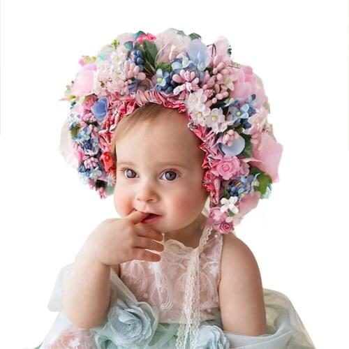 Pudcoco Baby Headdress Flower Colorful Flower Headwear Wreath Garland Photography Accessories Props for Girls Floral Hairband