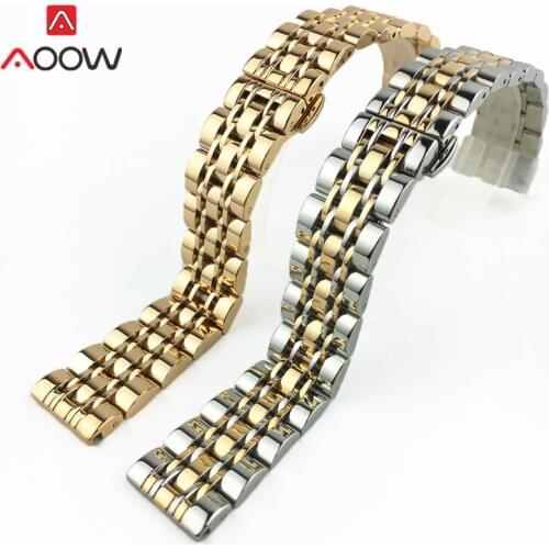 12mm 14mm 16mm 18mm 20mm 22 Solid Stainless Steel Strap Butterfly Buckle Men Women Metal Polished Replacement Band Watch for DW