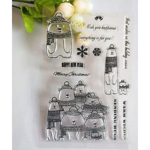 Christmas Scarf Bear Transparent Clear Stamp/Seal for DIY Scrapbooking / Photo Album Decorative Silicone Stamps Sheets