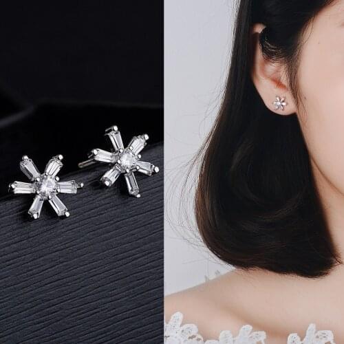 S925 silver zircon earrings, Silver pin earrings, Fashion Jewelry Stud Earrings