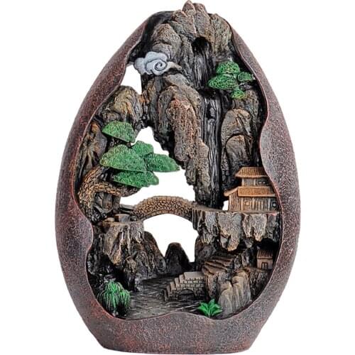Resin Backflow Incense Burner Holder Smoke Waterfall Aromatherapy Gift
