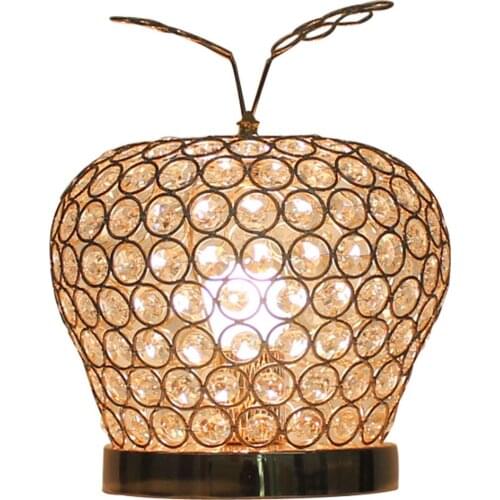 Modern Crystal Leaf Apple Bedroom Bedside Table Lamps Luxury Living Room Table Light Study Room Desk Lamp Reading Room Lamp