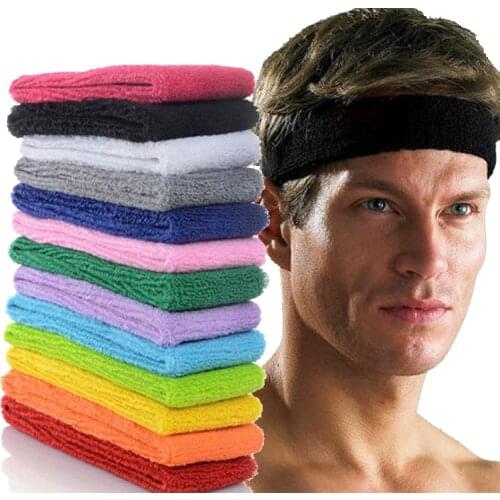 Sport Cotton Sweatband Headband for Men Women Unisex Yoga Hairband Gym Stretch Head Bands Strong Elastic Fitness Basketball Band