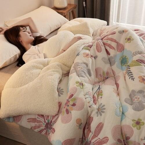 Lamb Thick Blanket Cover Print Winter Warm Large Nordic Fluffy Comfy Soft Blanket Beds Mantas De Cama Household Goods DG50B