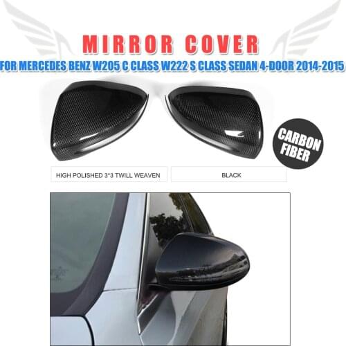 Carbon Fiber Rearview Mirror Covers Caps Add on style for Mercedes Benz W205 W222 S Class Sedan 4-Door 2014-2015 Left Hand Drive