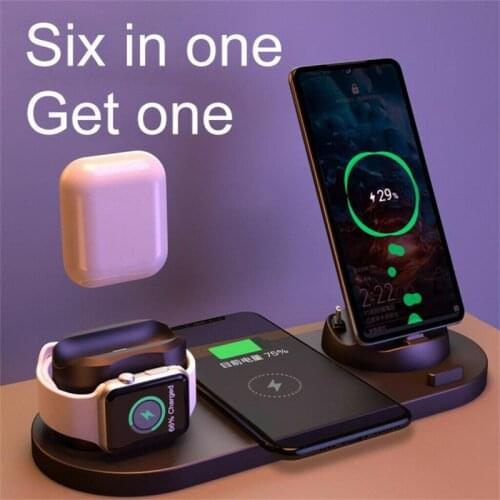 Universal 6-in-1 Charging Dock Mobile Wireless Charger For IPhone 11 Pro X XS Max XR Dock Iwatch Charger For Apple Portable Dock