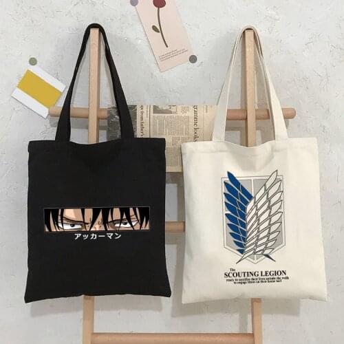 Vintage Anime Attack on Titan Fashion Canvas Bag Shopper Harajuku Large Capacity Gothic Style Women Bag Classic Shoulder Handbag