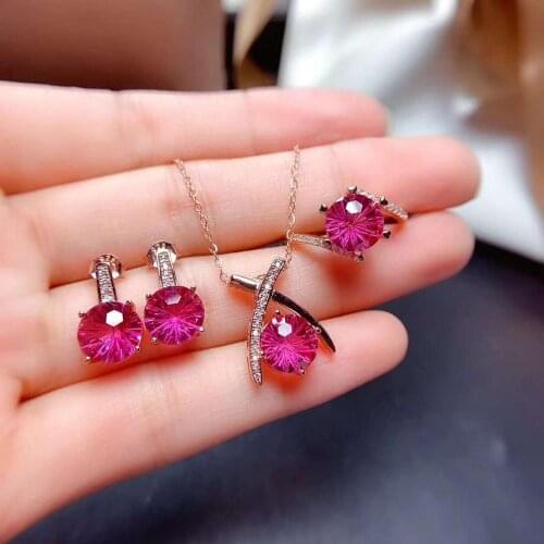 High-quality Citrine/Topaz Set S925 Pendant Necklace Earrings Ring Fine Fashion Wedding Jewelry for Women Free Shipping