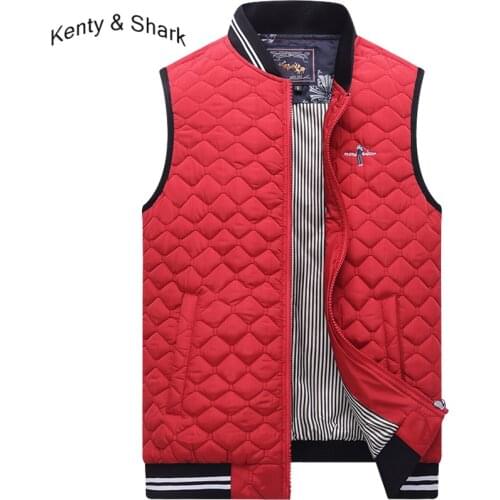 Red Blue Black Cotton-padded Vest Men Kenty Shark Brand Jacket Sleeveless Keep Warm Parka Coat Casual Waistcoat 4XL Mens Vest