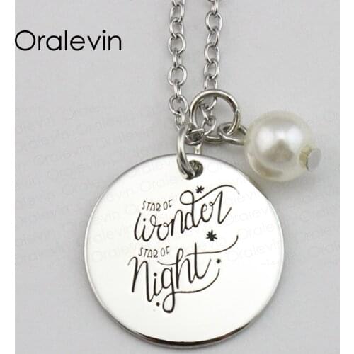 STAR OF WONDER STAR OF NIGHT Inspirational Hand Stamped Engraved Accessories Custom Pendant Necklace Jewelry,10Pcs/Lot, #LN1681