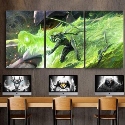 3pcs Genji (Overwatch) Game Theme Oil Painting Canvas Background for Boys-NO FRAME