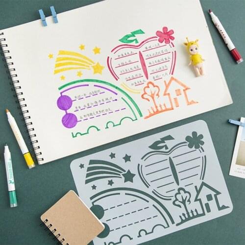 8pcs/Set A4 Wall Painting Frame DIY Layering Stencils Painting Scrapbook Coloring Embossing Album Decorative Paper Card Template
