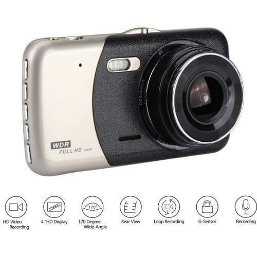 TAIHONGYU Auto 4 Inch Dual Lens 170 Degree Wide Angle Car Rearview Mirror Dvr Camera Digital Video Recorder