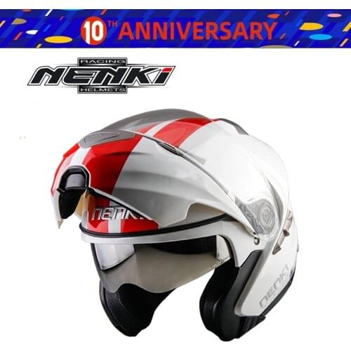 Free shipping 1pcs NENKI 2018 New DOT ABS Dual Visor Flip Up Full Face Helmet Capacetes Open Face Motocross Motorcycle Helmet