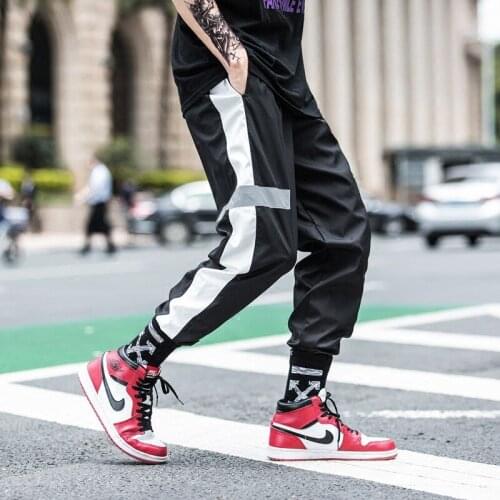 Fashion Street Men Jogging Pants Daily Casual Work Clothes Essentials Wide Leg Comfortable Hip Hop Sweatpants Cross Side Stripe