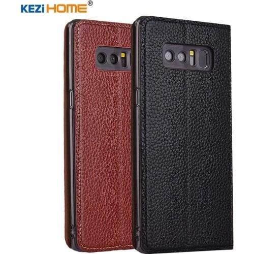 For Samsung Galaxy Note 8 note8 case KEZiHOME Litchi Genuine Leather Flip Stand Leather Cover For Samsung Note 8 Phone cases