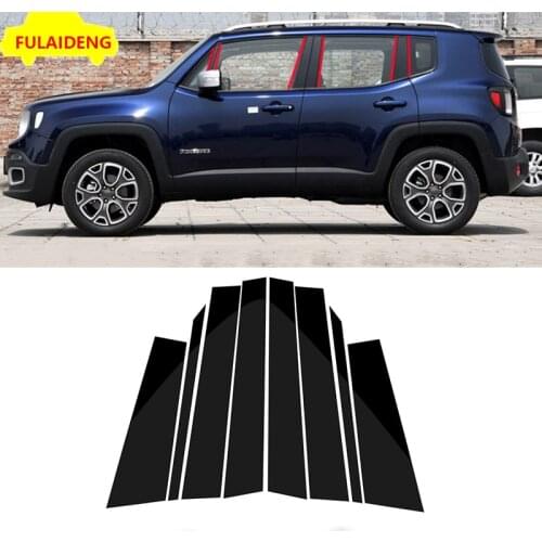 8pcs For Jeep Renegade 2016-2020 Car window Trim B C column Decorative flim PC Mirror Car Styling Accessories