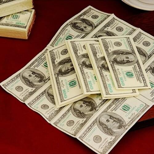 Dollar $ 100 Bill Money Pocket Tissue Paper Napkins Joke Gift 4th July Party Casino