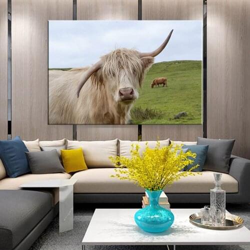 Highland Cow Wall Art Canvas Painting Posters And Prints Cattle Nordic Oxen Wall Pictures For Room Decoration Scandinavian Yak