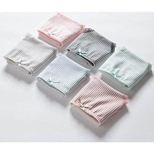2pcs/lot Cotton panties women pattern cotton underwear women gril briefs lingerie ladies underpants striped female wholesale
