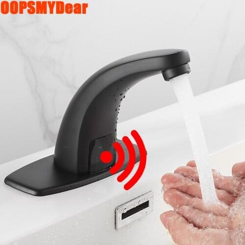 Infrared Motion Sensor Faucet Bathroom Smart Touchless Tap Basin Sink Black Copper Grifo Modern Luxury Brass Battery Torneira