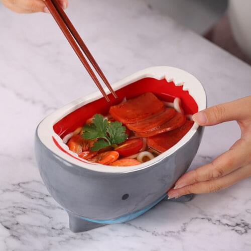Creative Shark Bowl Single High Capacity Personality Household Decoration Ceramic Bowl Cartoon Fruit Food Snack Storage Box Bowl